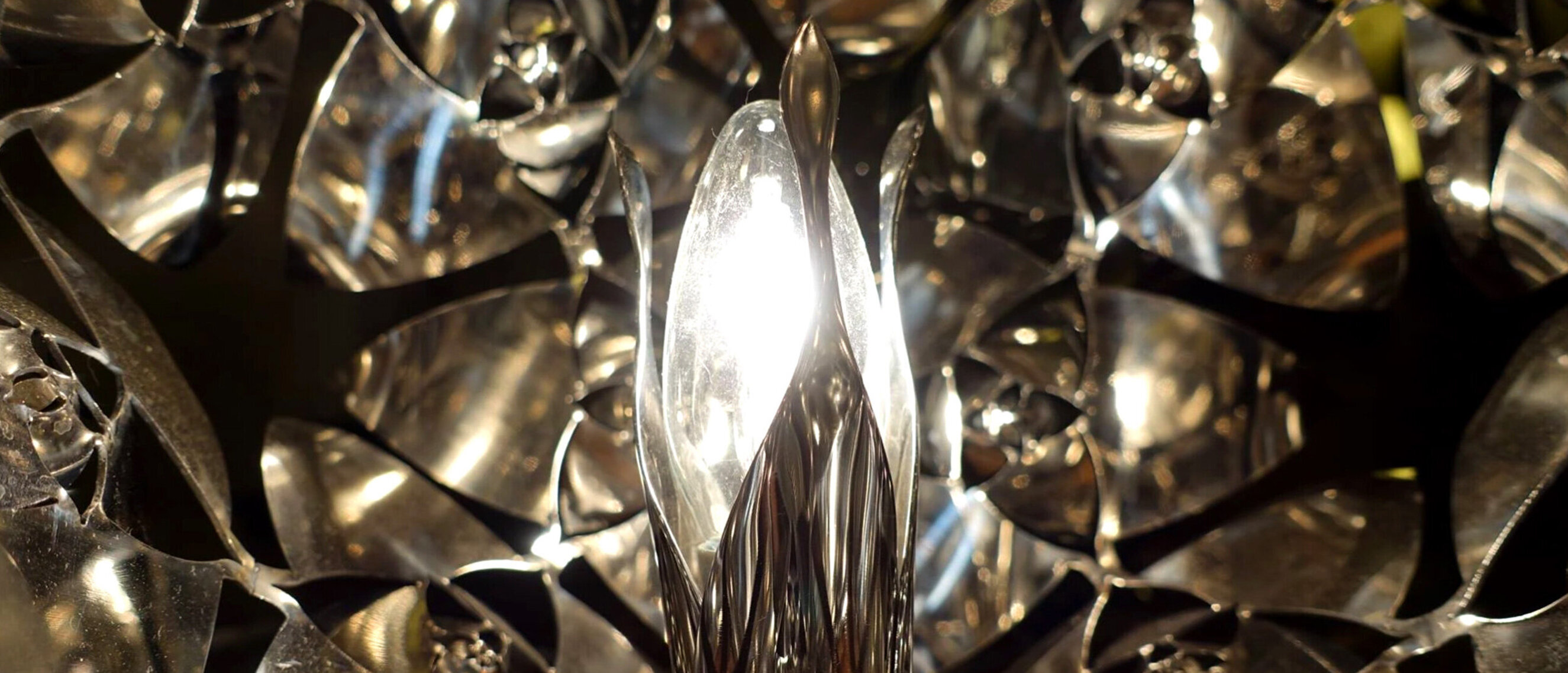 Flor de Cerrado by KAGE: The Light Within
Close-up of the light bulb socket within KAGE's stainless steel "Flor de Cerrado".